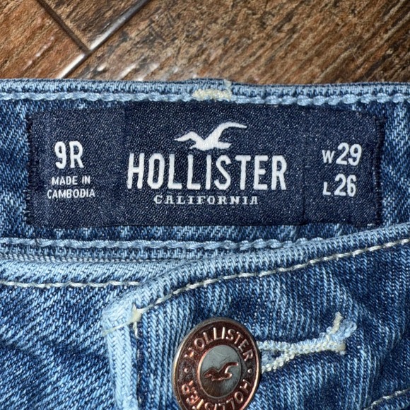 Hollister High Rise Slim Straight Jeans Distressed Ripped Frayed Hem W29 L26 - Picture 5 of 10